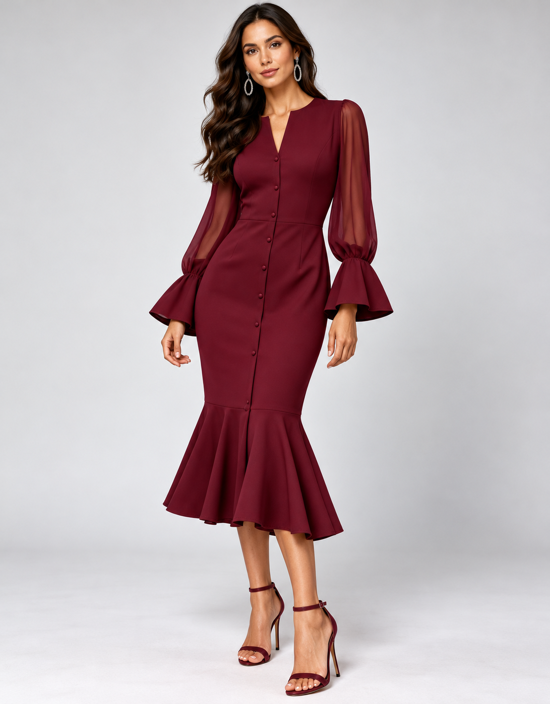 Vestido Bella - Bordô